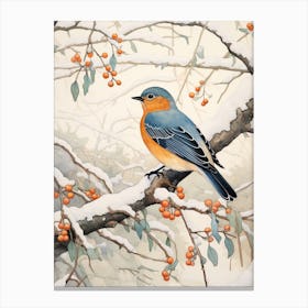 Winter Bird Painting Eastern Bluebird 1 Canvas Print