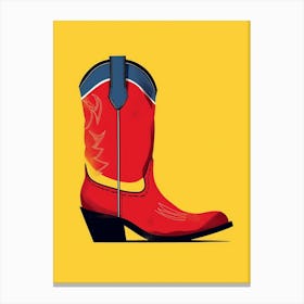 Cowgirl Boots Bright Colours Illustration 1 Canvas Print