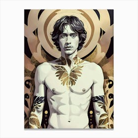 Naked Man With Leaf Tattoos Canvas Print