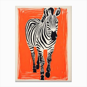 Zebra, Woodblock Animal  Drawing 1 Canvas Print