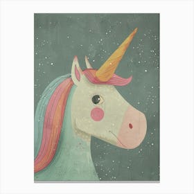 Vintage Pastel Storybook Style Unicorn 1 Canvas Print