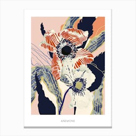 Colourful Flower Illustration Poster Anemone 4 Canvas Print