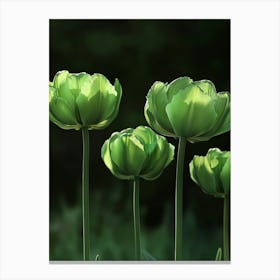 Green Tulips Art Canvas Print