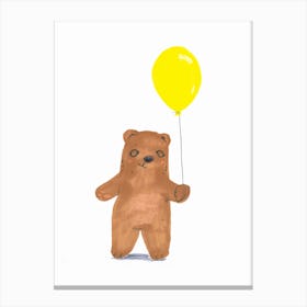 Bear With Yellow Balloon Canvas Print