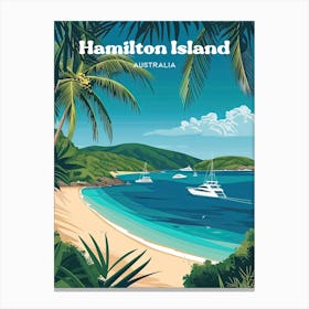 Hamilton Island Queensland Australia Travel Illustration Canvas Print