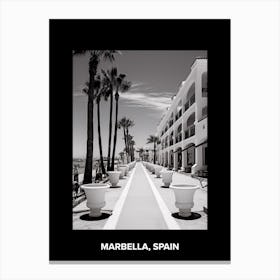 Poster Of Marbella, Spain, Mediterranean Black And White Photography Analogue 2 Canvas Print