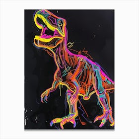 Neon Dinosaur Scribble Canvas Print