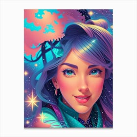 Girl With Blue Hair Canvas Print