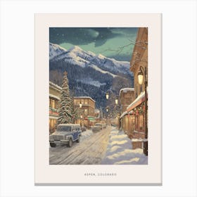 Vintage Winter Poster Aspen Colorado 6 Canvas Print