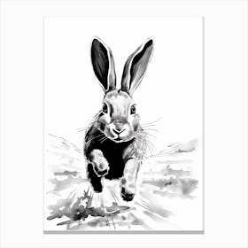 Rabbit Prints Black And White Ink 11 Canvas Print