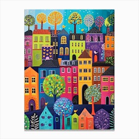 Kitsch Colourful England Cityscape 2 Canvas Print