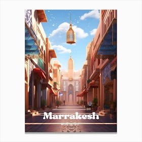 Marrakesh Morocco Vibrant Modern Travel Art Canvas Print