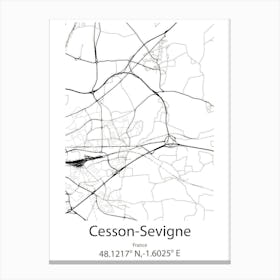 Cesson Sevigne,France Minimalist Map Canvas Print