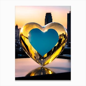 Glass Heart With Gold Canvas Print