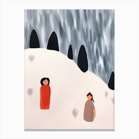 Mountains, Tiny People And Illustration 6 Canvas Print