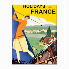 Holidays In France, Vintage Travel Poster Canvas Print