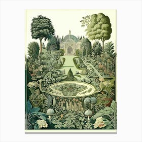 Gardens Of The Palace Of Versailles, France Vintage Botanical Canvas Print