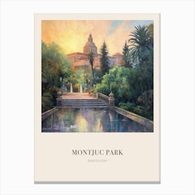 Montjuc Park Barcelona 4 Vintage Cezanne Inspired Poster Canvas Print