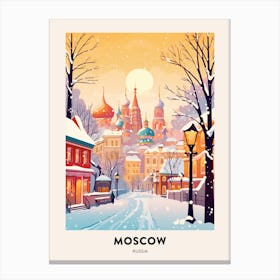 Vintage Winter Travel Poster Moscow Russia 2 Canvas Print