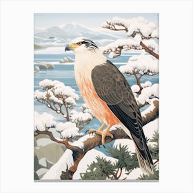 Winter Bird Painting Crested Caracara 3 Canvas Print