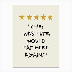 Chef Was Cute Rating Black Gold Kitchen Stampe su tela