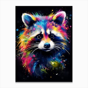 Raccoon Vibrant Paint Splash 3 Canvas Print