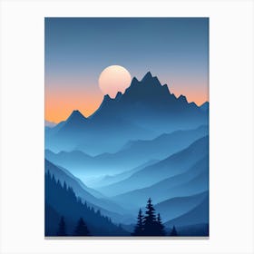 Misty Mountains Vertical Composition In Blue Tone 35 Canvas Print