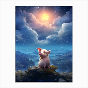 Pig In The Moonlight 2 Canvas Print