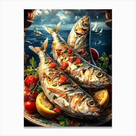 sardines fish art 1 Canvas Print