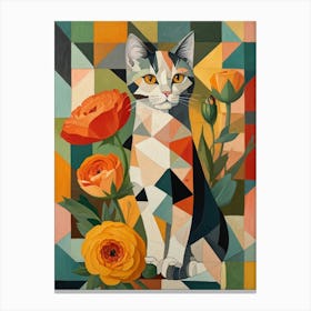 The cat and the immortal flower Canvas Print