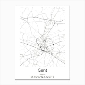 Gent,Belgium Minimalist Map Canvas Print