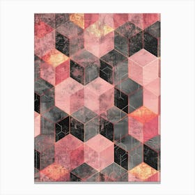 Pink And Black Geometric Abstract Canvas Art Canvas Print