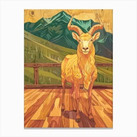 Goat On A Wooden Floor Canvas Print