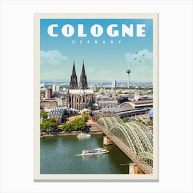 Cologne Germany Travel Poster Canvas Print