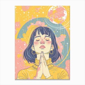 Portrait Of A Girl Praying meditation Canvas Print