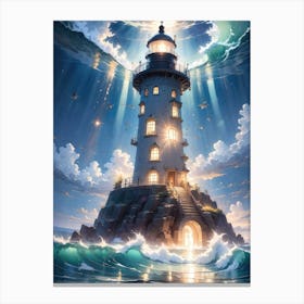 A Lighthouse In The Middle Of The Ocean 24 Canvas Print