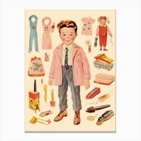 Vintage Paper Doll Boy Kitsch 8 Canvas Print