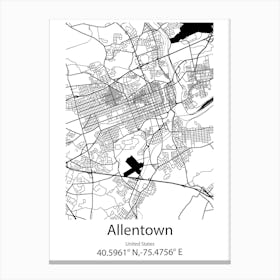 Allentown,United States Minimalist Map Canvas Print