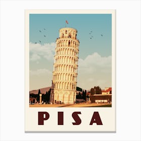Pisa Italy Travel Poster 2 Canvas Print
