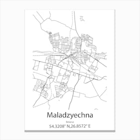 Maladzyechna,Belarus Minimalist Map Canvas Print