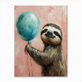 Cute Sloth 3 With Balloon Canvas Print