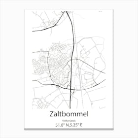 Zaltbommel,Netherlands Minimalist Map Canvas Print