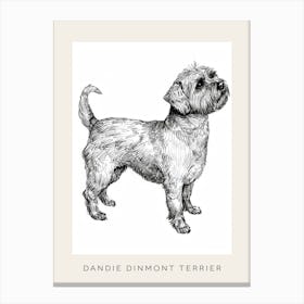 Dandie Dinmont Terrier Dog Line Sketch 1 Poster Canvas Print