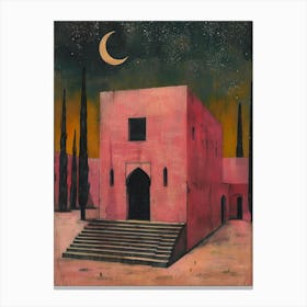 Pink House At Night Canvas Print