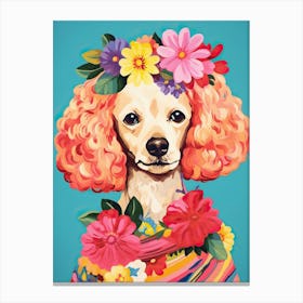 Poodle Portrait With A Flower Crown, Matisse Painting Style 4 Canvas Print