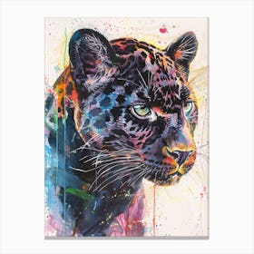Panther Colourful Watercolour 1 Canvas Print