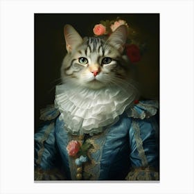Cat In Medieval Clothing Rococo Style 3 Canvas Print
