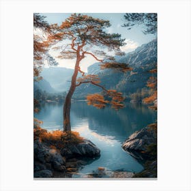 Tree By The Lake Canvas Print