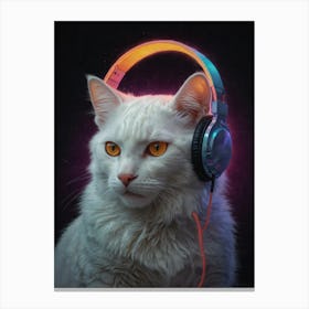 Cat With Headphones 2 Canvas Print