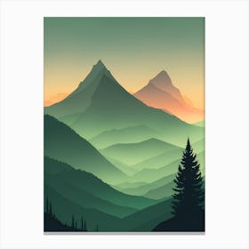 Misty Mountains Vertical Composition In Green Tone 171 Canvas Print